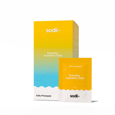 Sodii Salty Pineapple - 30 Sachets electrolyte drink mix packaging for everyday hydration and keto-friendly use