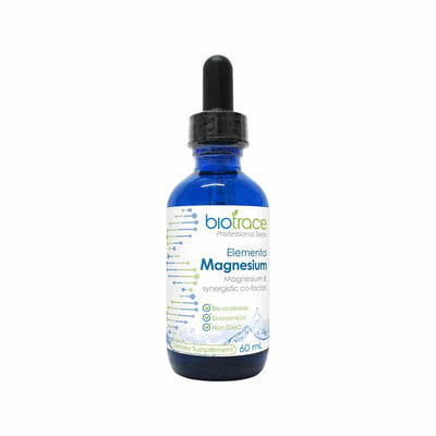 Elemental Magnesium - 60mL in blue dropper bottle by BioTrace for electrolytes, low carb, and functional health collections