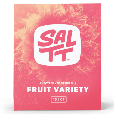 SALTT Fruit Variety Electrolyte Drink Mix - 15 Sticks in vibrant pink packaging from Drinks, Electrolytes, and Low Carb collections