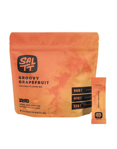 Groovy Grapefruit Electrolyte Drink Mix - 30 Sticks by SALTT with high sodium, potassium, and magnesium content