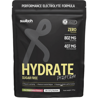 Hydrate Perform - Kiwi Watermelon - 20 Sticks by Switch Nutrition, functional electrolyte formula for low carb and keto diets