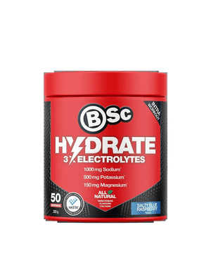 BSc Supplements Hydrate - Salty Blue Raspberry - 50 serves electrolyte drink from Drinks, Electrolytes, Low Carb collections