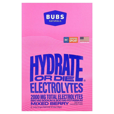 Hydrate or Die® Electrolyte Powder - Mixed Berry - 20 Sticks