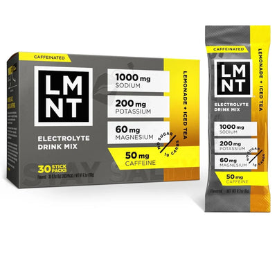Lemonade + Iced Tea - 30 Sticks - Damaged Box electrolyte drink mix by LMNT with caffeine and minerals, functional hydration.