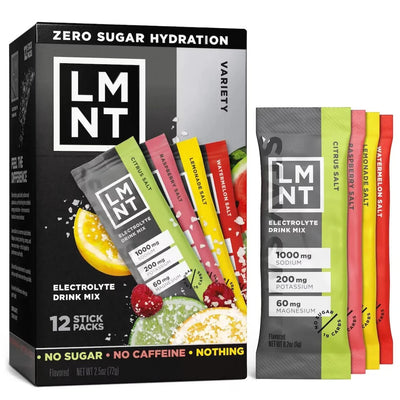 LMNT Variety Pack - 12 Sticks by LMNT featuring keto-friendly low carb electrolyte drink mixes in assorted flavors for hydration and replenishment.