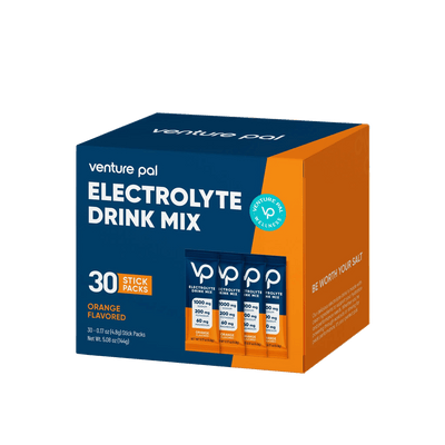 Orange Electrolyte Drink Mix - 30 Sticks by Venture Pal, in Drinks and Electrolytes collections, orange flavor box.