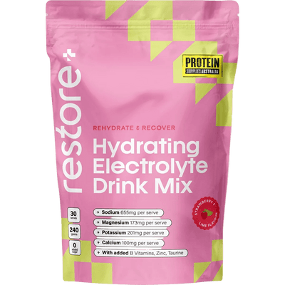 Restore Electrolyte Drink Mix Strawberry & Lime 240g by Protein Supplies Australia from Electrolytes and Drinks collections.
