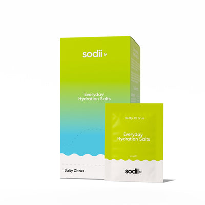 Salty Citrus - 30 Sachets hydration salts by Sodii with green-blue gradient box, part of Drinks and Electrolytes collections