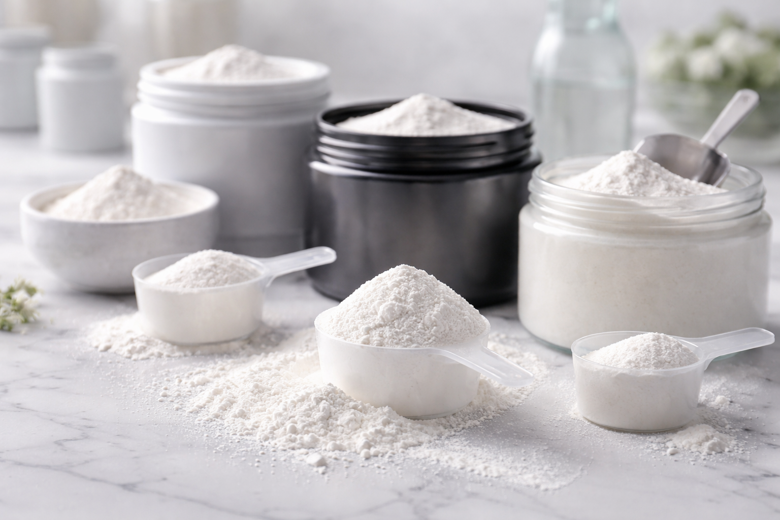 Creatine tubs and scoops