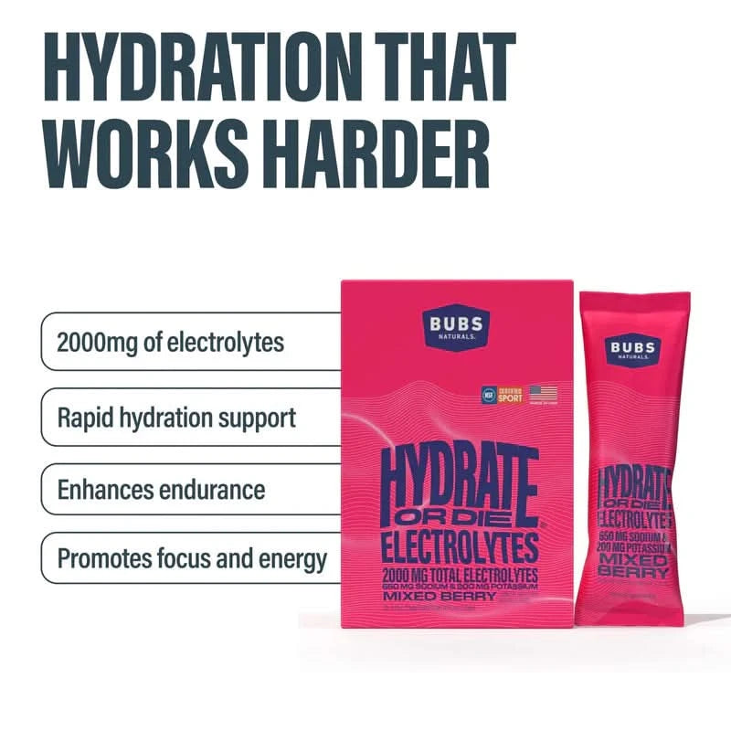 Hydrate or Die® Electrolyte Powder - Mixed Berry - 20 Sticks