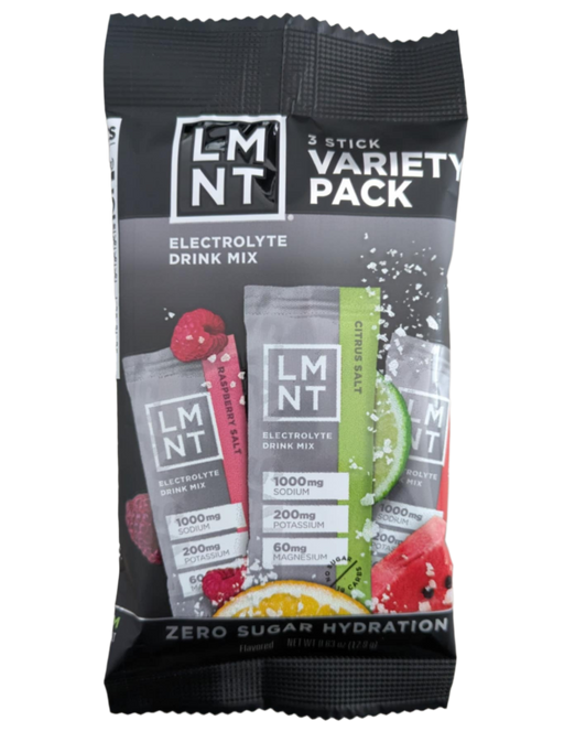 LMNT Sample 3 Pack electrolyte drink mix variety pack by LMNT featuring keto-friendly low carb hydration sticks