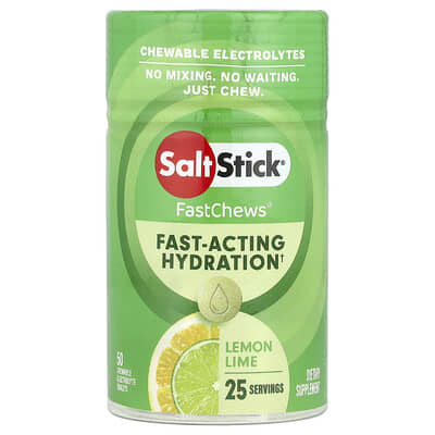 FastChews - Chewable Electrolytes - Lemon Lime - 25 Serves by SaltStick from Electrolytes and Functional collections.