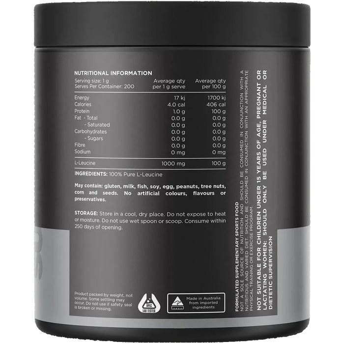 Leucine - 100% Pure L-Leucine Unflavoured - 200g