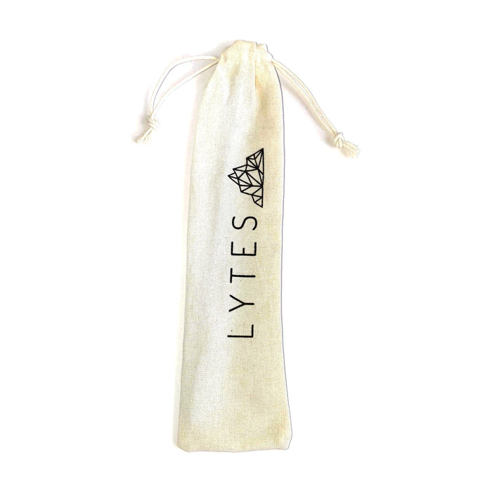 Canvas drawstring pouch printed with the LYTES logo