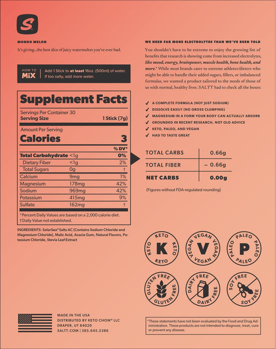 Mondo Melon Electrolyte Drink Mix - 30 Sticks
