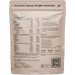 Back of a protein powder package with nutritional information and usage instructions.