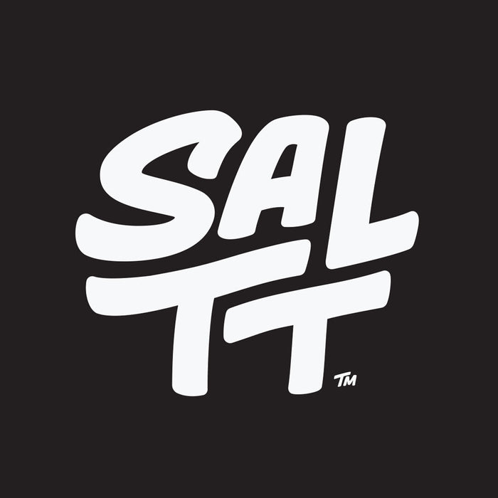 SALTT logo in white bold stylized text on black background representing Booyah Berry Electrolyte Drink Mix - 30 Sticks branding.