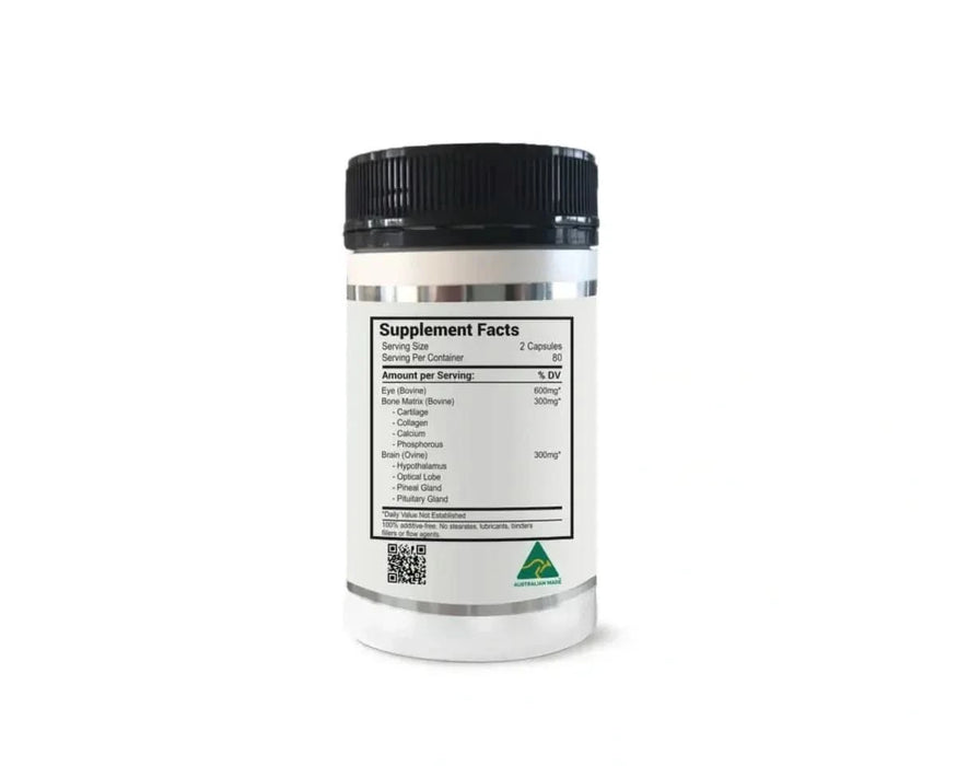 Back label showing Supplement Facts of BUILD THINK CONQUER - Supports Sight, Joints, Cognition - 160 Capsules by NXGEN Wholefoods