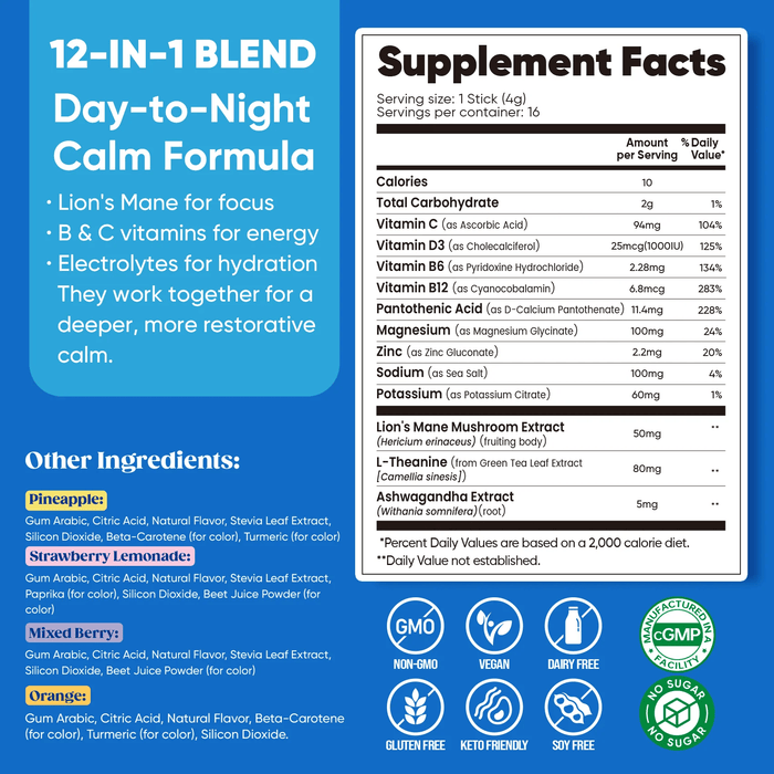 Calming Drink Mix + Magnesium Glycinate - Variety Pack - 16 Serves