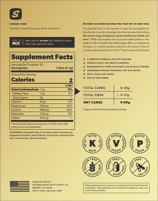 Caramel Vibes Electrolyte Drink Mix - 30 Sticks - LYTES