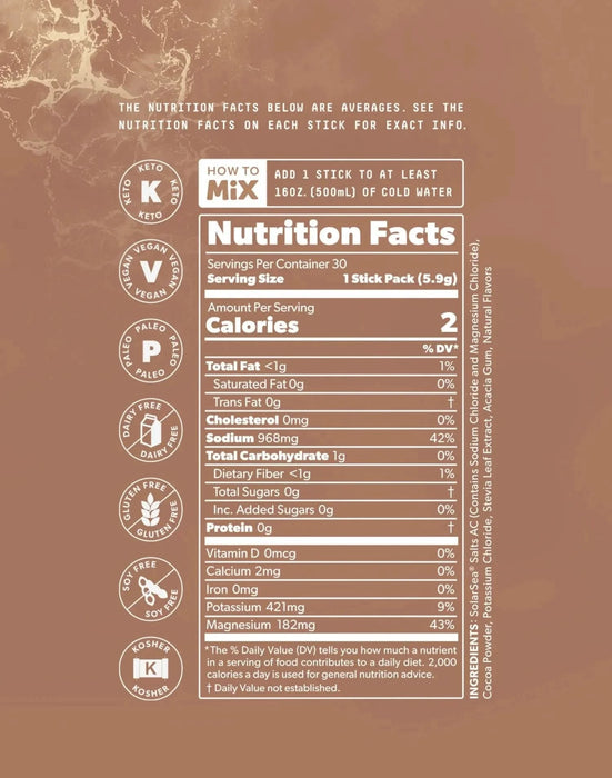 Cocoa Variety Electrolyte Drink Mix - 30 Sticks - LYTES