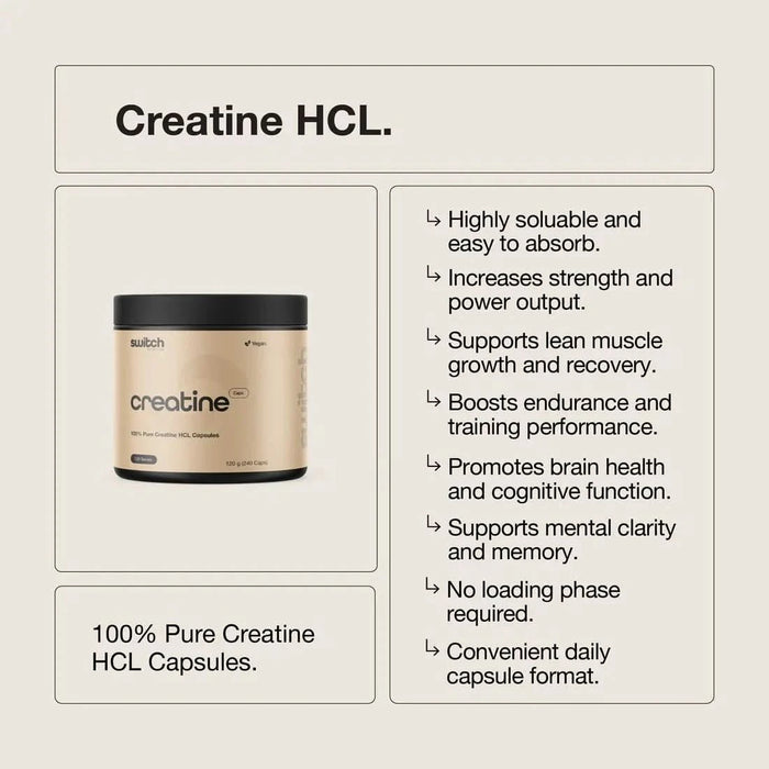 Creatine 100% Pure HCL - 240 Caps - LYTES