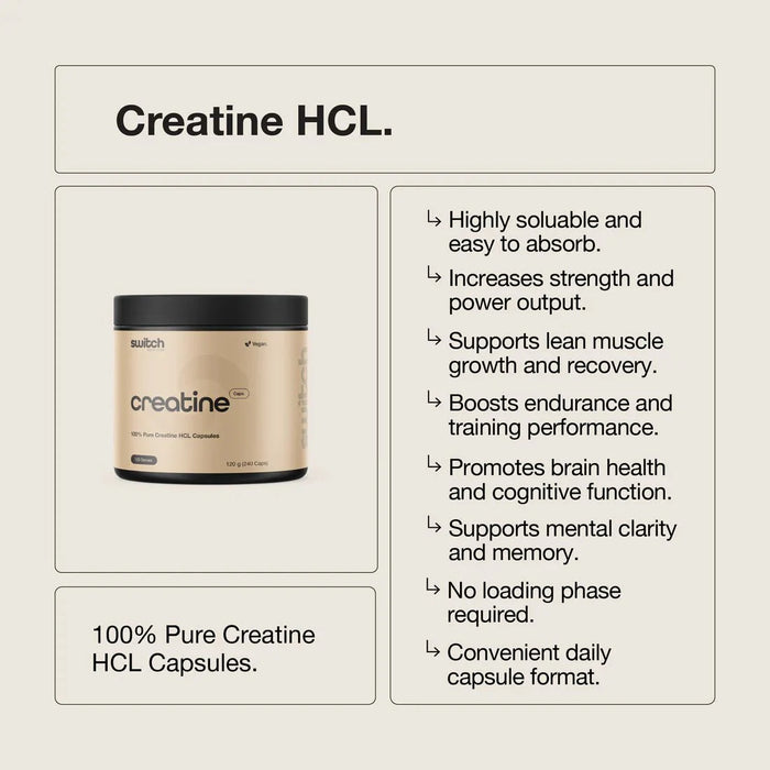 Creatine 100% Pure HCL - 240 Caps - LYTES