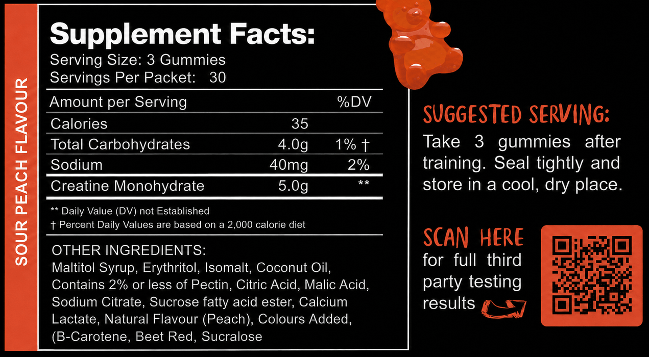 Creatine Gummy Bears - Sour Peach