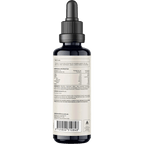 Back view of Switch Nutrition Four Blend Double Strength 2:1 Mushroom Liquid Extract - 60ml showing nutritional facts, ingredients, and usage instructions for keto and low carb support.