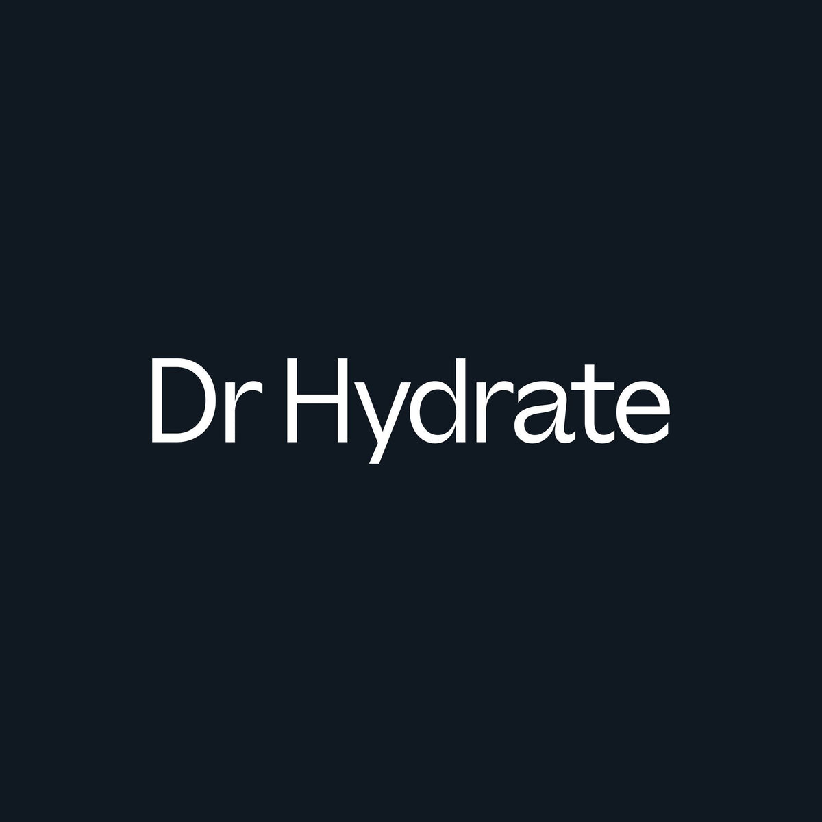 Dr. Hydrate logo in simple white text on black background promoting Green Apple Jar - 30 Serves electrolyte drink mix