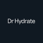 Dr. Hydrate logo in simple white text on black background promoting Green Apple Jar - 30 Serves electrolyte drink mix