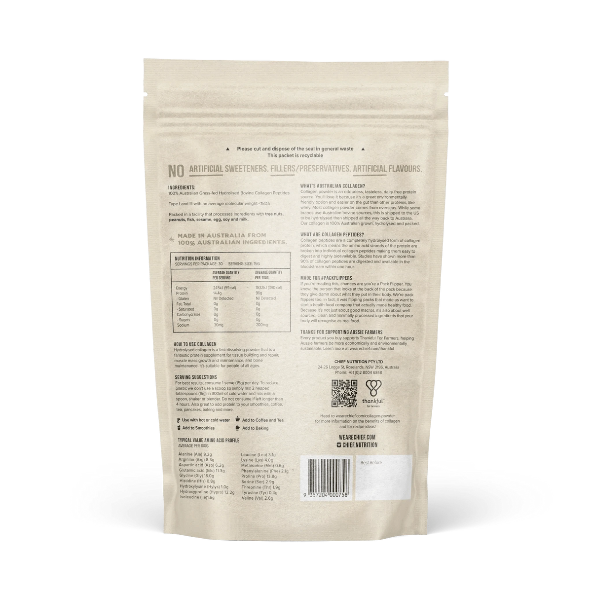 Grass - fed Collagen Protein Powder - Unflavoured - 450g - LYTES