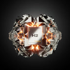 H2 Hydrogen Water - Unflavoured - 30 Tablets by Healr with futuristic metallic geometric design and glowing accents.