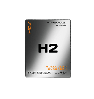 H2 Hydrogen Water - Unflavoured - 30 Tablets by Healr, natural molecular hydrogen supplement in sleek silver packaging