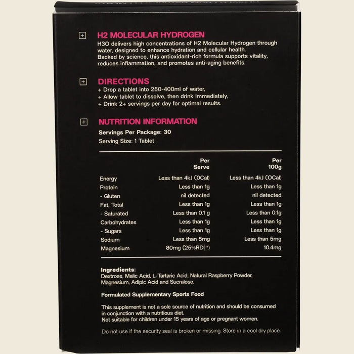 H2 Molecular Hydrogen Water Tablets Berry - 30pk