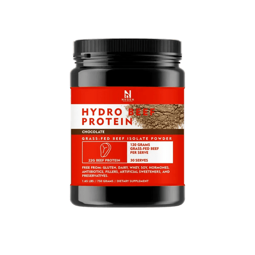Hydro Beef Isolate Protein - Chocolate - Australian Grass Fed - 750g by NXGEN Wholefoods in Protein Powder collection.
