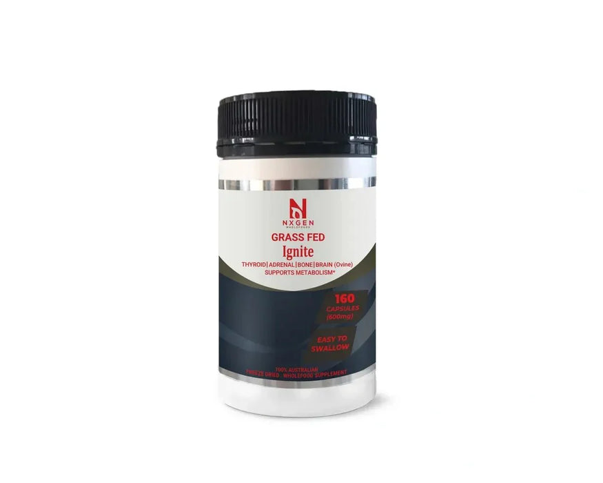 IGNITE - Support for Metabolic Health - 160 Capsules by NXGEN Wholefoods with black lid and white bottle packaging