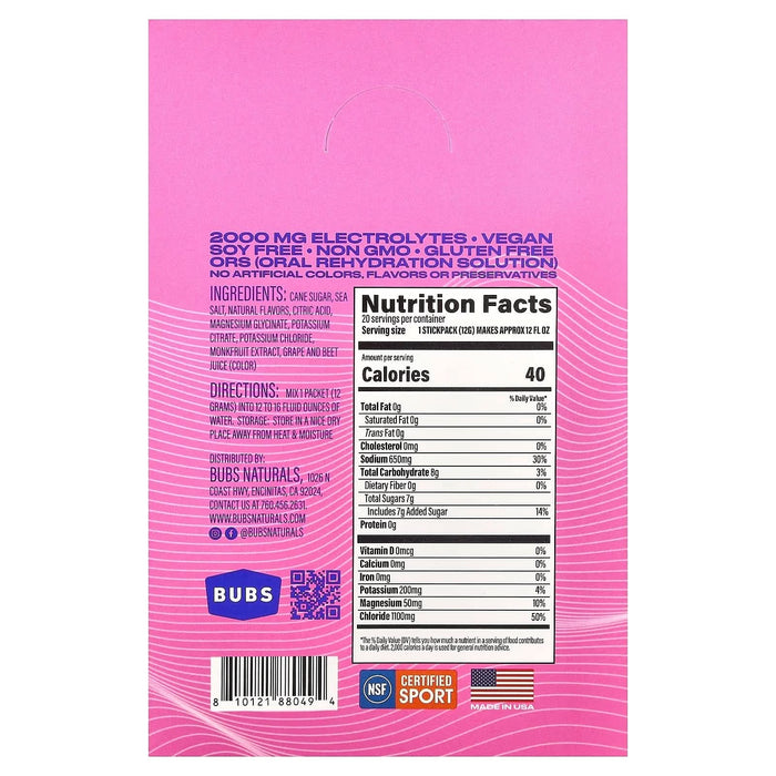 Hydrate or Die® Electrolytes Drink Mix - Mixed Berry - 20 Sticks