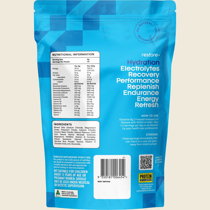 Restore Electrolyte Drink Mix Blue Raspberry 240g
