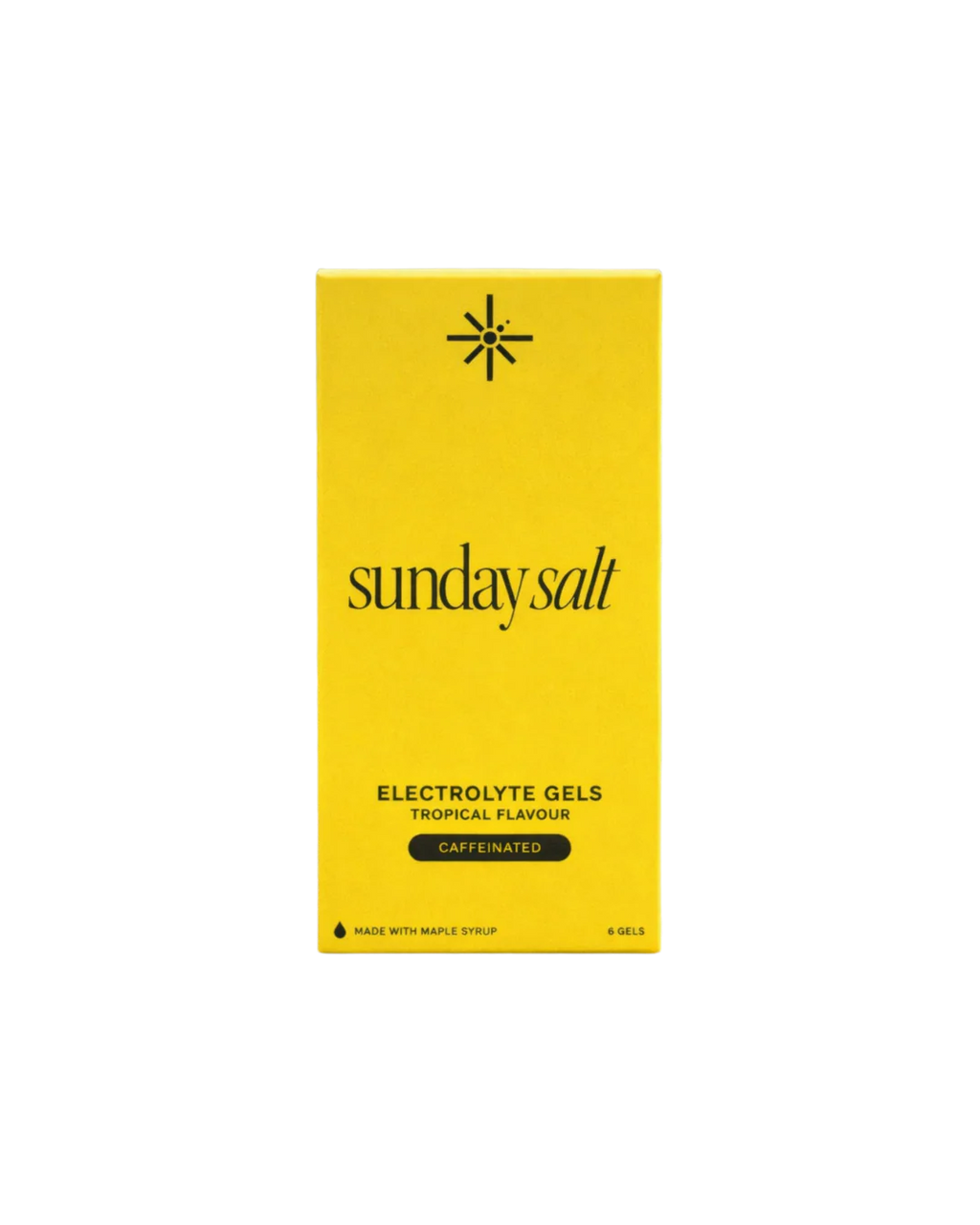 Sunday Salt Tropical – Caffeinated Energy Gel - 6 Sachets in bright yellow box from Drinks, Electrolytes, OOS, Functional collections