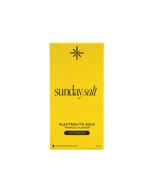 Sunday Salt Tropical – Caffeinated Energy Gel - 6 Sachets in bright yellow box from Drinks, Electrolytes, OOS, Functional collections