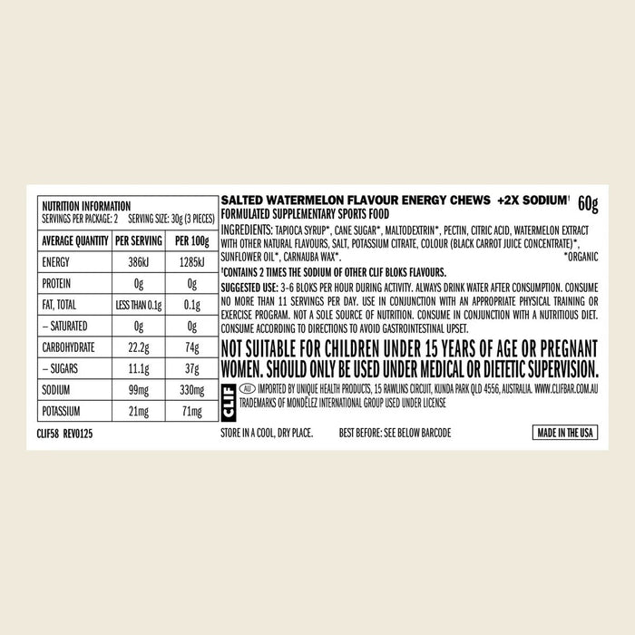 Bloks Energy Chews Salted Watermelon 100mg Sodium - 60g