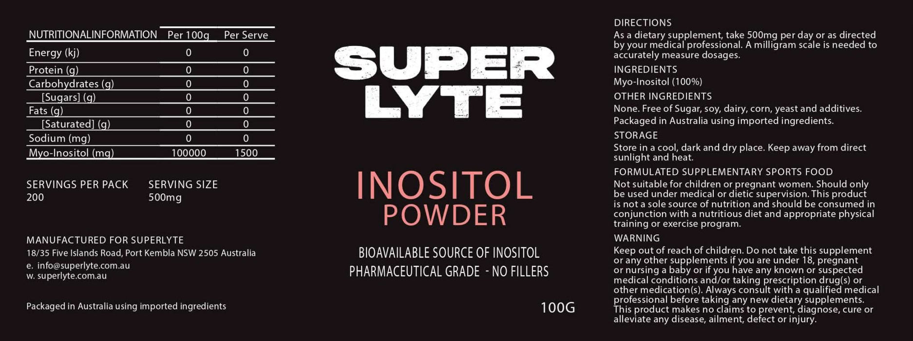 Inositol Powder - 100g - Best Before 27 Apr 2025 - LYTES