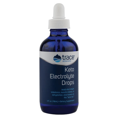 Keto Electrolyte Drops -118ml in blue glass bottle by Trace Minerals for hydration and electrolyte balance support
