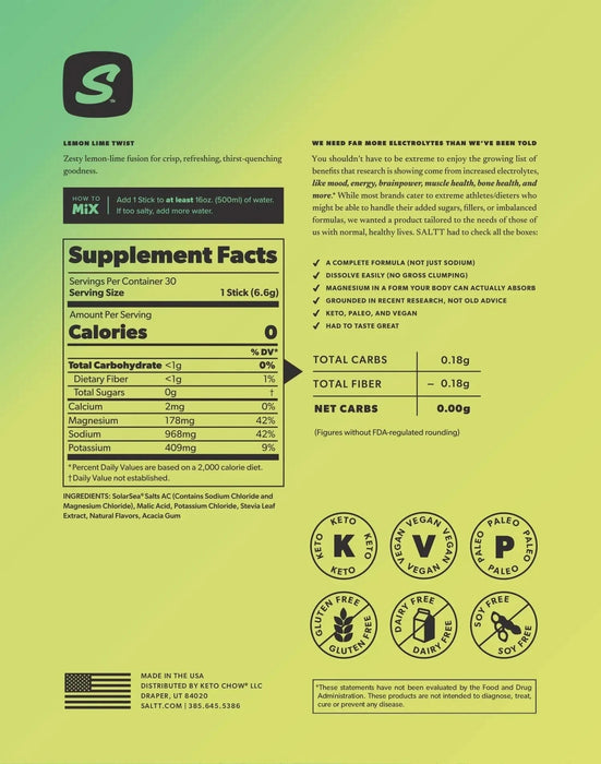 Lemon Lime Twist Electrolyte Drink Mix - 30 Sticks - LYTES