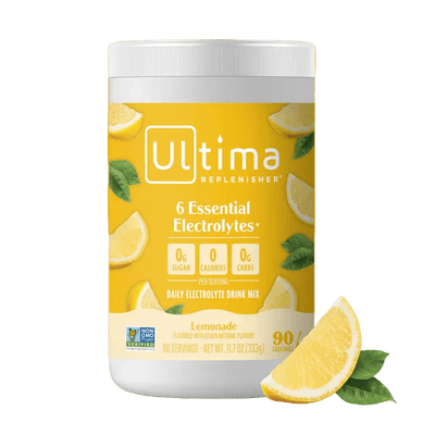 Ultima Replenisher Lemonade Electrolyte Drink Mix - 90 Serves, vegan, low carb, functional, with balanced electrolytes.