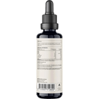 Back of the Lion's Mane Double Strength 2:1 Mushroom Liquid Extract - 60ml by Switch Nutrition showing detailed nutritional facts, ingredients, usage instructions, and certification marks ideal for keto and low carb lifestyles.