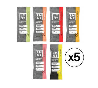 LMNT Big Fruity Pack - 30 Sticks by LMNT featuring five flavors of keto-friendly electrolyte drink mix with sodium, potassium, and magnesium.