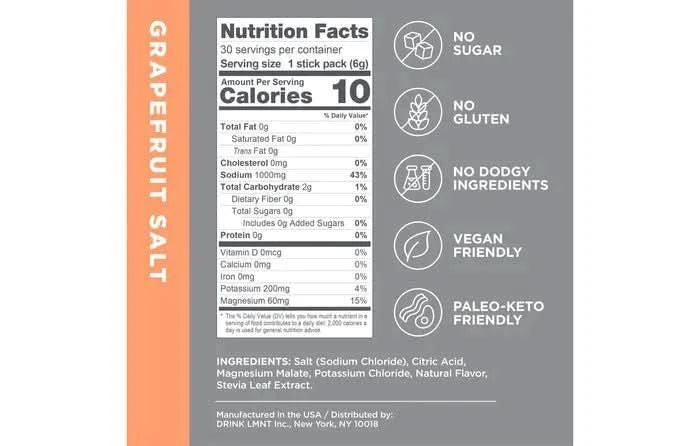 LMNT Grapefruit Salt Electrolyte Mix - 30 Ct - LYTES