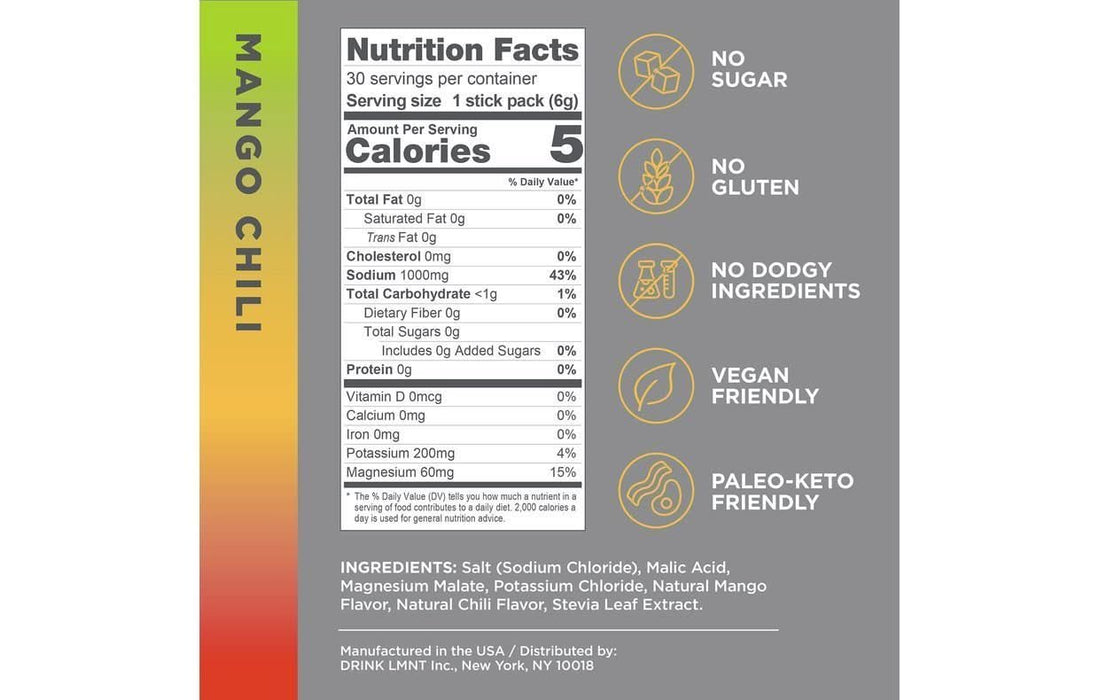 LMNT Mango Chilli Electrolyte Mix - 30 Ct - LYTES